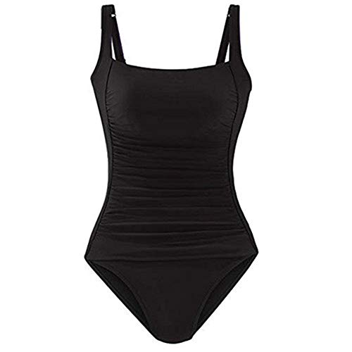 SEDEX Bañadores Mujer Trajes de Baño Una Pieza Retro Push Up Halter Elegante Monokini Bañador Natacion Reductor Tankini Ropa de Baño con Relleno, Negro XL