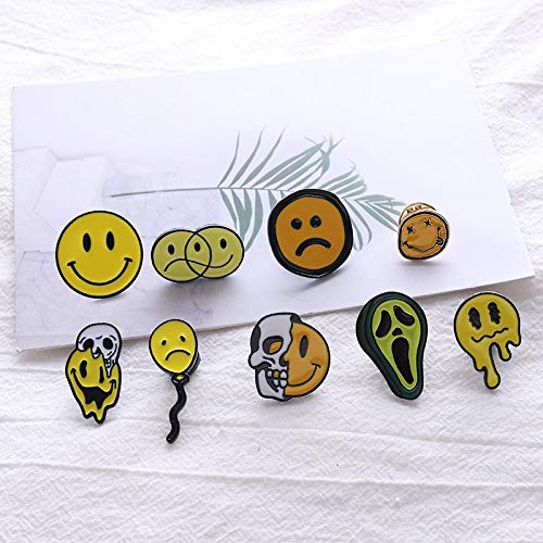 SHAOWU Expresión alfileres de Esmalte Triste Happy Smile Insignias Halloween Horror broches Chaquetas Camisa Bolso Pin de Solapa Joyería de Dibujos Animados Regalos style6