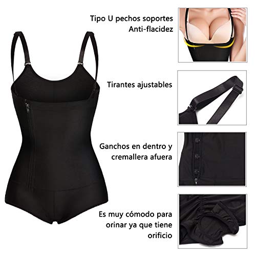 shapewear body mujer fajas reductoras adelgazantes bodies moldeadores mujer body reductor para vestido waist trainer latex body shaper slimming ropa interior lencería moldeadora (Negro, XX-Large)