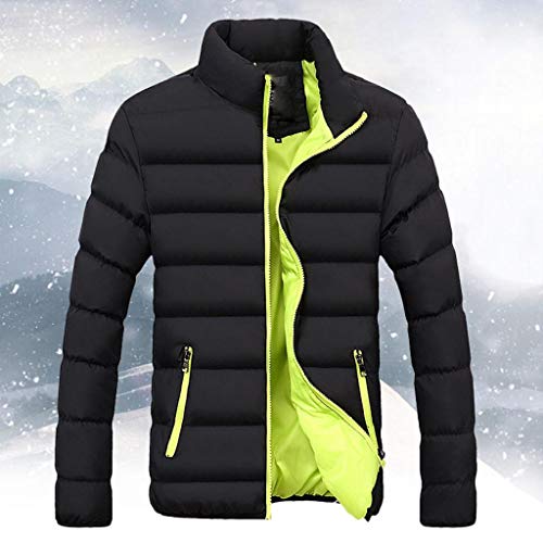 SHOBDW Hombres Abrigo Talla Extra Manga Larga Top Invierno Cálido Deporte Slim Fit Grueso Burbuja Casual Cazadora Cazadora de Solapa Parka Prendas de Abrigo Escudo de Gran tamaño(Verde,XL)