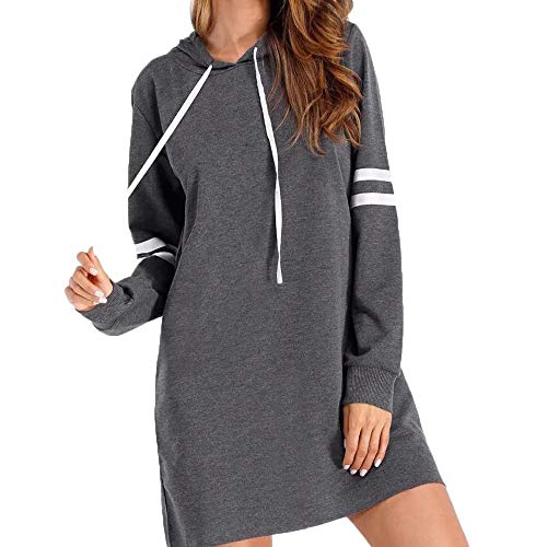 SHOBDW Liquidación Venta Moda Mujer Sexy Nueva Otoño Invierno Sudadera con Capucha Larga Sudadera Jersey Pullover Manga Larga Vestido(Gris,M)