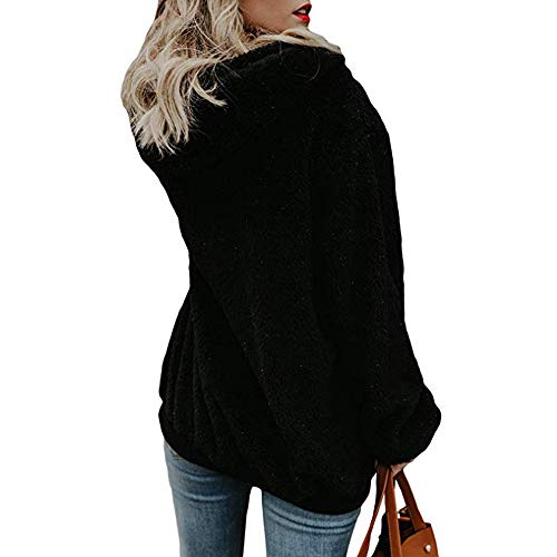 SHOBDW Liquidación Venta Mujer Sudadera con Capucha Suelta Tallas Grandes Jersey de Mujer Jersey otoño Invierno Manga Larga Remata Abrigo cálido (2XL, Negro)