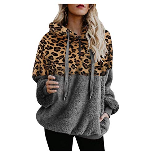 SHOBDW Liquidación Venta Mujer Sudadera con Capucha Suelta Tallas Grandes Jersey de Mujer Jersey otoño Invierno Manga Larga Remata Abrigo cálido (x-Large, R-Gris)