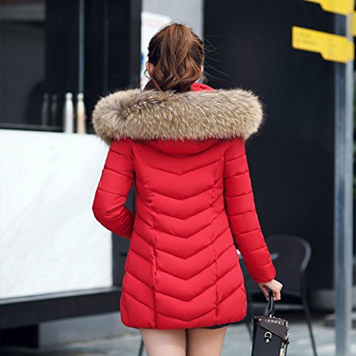 SHOBDW Moda Invierno Mujer Chaqueta Largo Grueso Caliente Abrigo Abrigo Delgado (Rojo, EU XXL=Tamaño XXXL)