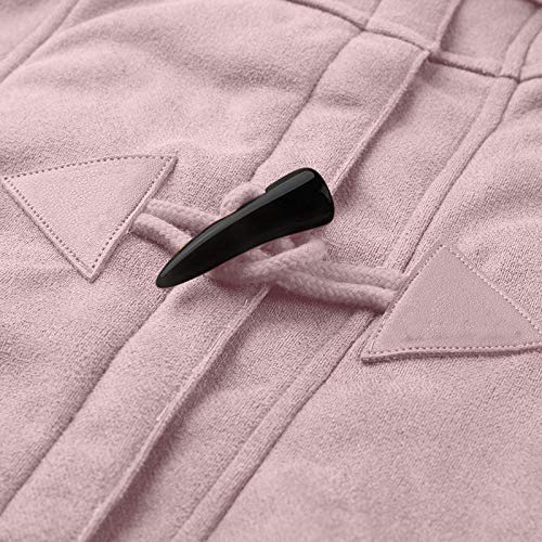 SHOBDW Mujer Venta Liquidación Sólidos Manga Larga Suéteres de Felpa Suave Jerséis Calientes Abrigo de Lana Artificial Chaqueta de Solapa Invierno Espesar Prendas de Vestir Exteriores (Rosa,L)