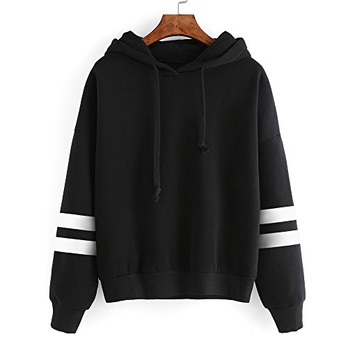 SHOBDW Sudadera Moda Mujer Suave Elegante Sexy Print Lindo o-Cuello Puro Otoño Invierno Sudadera con Capucha de Manga Larga(Negro,XL)