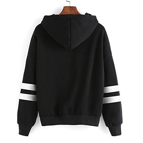 SHOBDW Sudadera Moda Mujer Suave Elegante Sexy Print Lindo o-Cuello Puro Otoño Invierno Sudadera con Capucha de Manga Larga(Negro,XL)