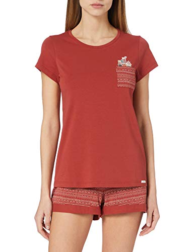 Skiny Damen Pyjama Kurz Juego de Pijama, Rojo Burnt, 40 para Mujer