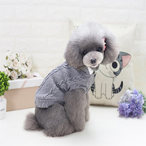 SMALLLEE_LUCKY_STORE Chaqueta de suéter para Perros Chaqueta de Clima frío Chaqueta para Perros con Capucha Chihuahua Ropa de Invierno para Perros pequeños Ropa de Abrigo Gris XL