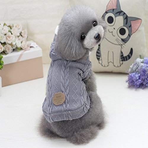 SMALLLEE_LUCKY_STORE Chaqueta de suéter para Perros Chaqueta de Clima frío Chaqueta para Perros con Capucha Chihuahua Ropa de Invierno para Perros pequeños Ropa de Abrigo Gris XL