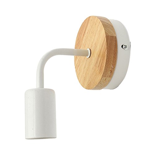 SODIAL Blanco Lampara de pared moderna simple industrial de decoracion de Sala de estar de mesa de madera cruda de la pared del cafe de los apliques de pared