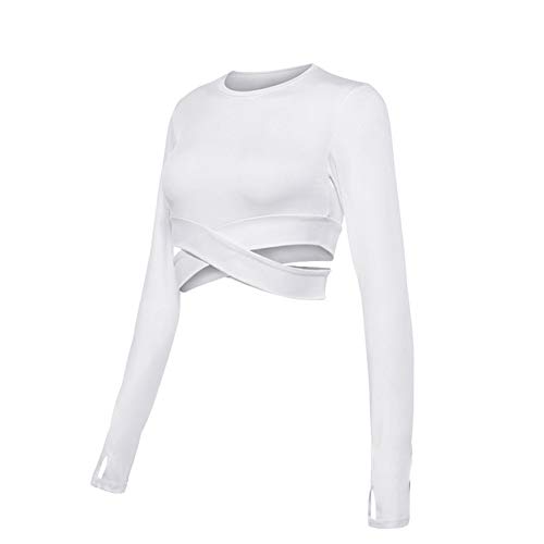 SotRong - Camiseta cruzada de manga corta para mujer, para entrenamiento, gimnasio, yoga, correr