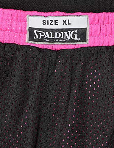 Spalding Essential Reversible P Shorts de Basquetball con Cinturilla Elástica y Logo, Hombre, Rosa (Black/Pink), XL