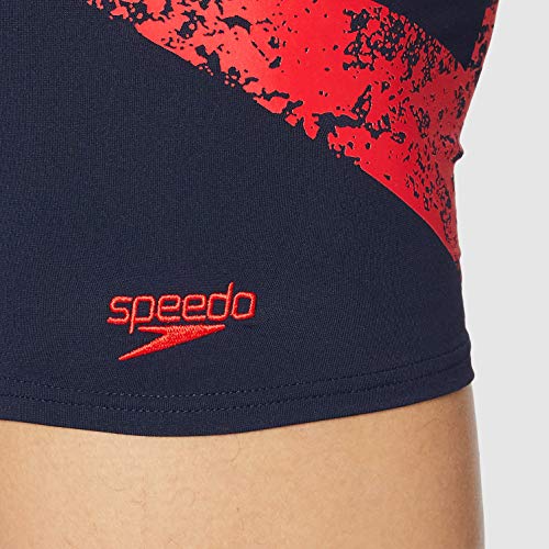 Speedo BoomStar Placement AquaS Bañador, Adult Male, Azul Marino/Rojo, 28 (ES 70 CM)