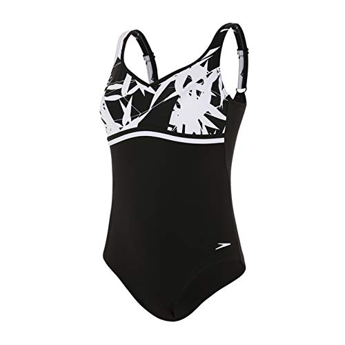 Speedo Contourluxe Printed de 1 Pieza Bañador, Mujer, Origami Zen Black/White, 34 (ES 40)