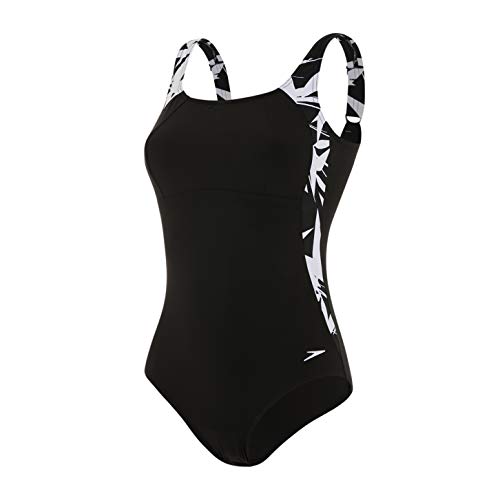 Speedo Lunalustre De 1 Pieza Bañador, Mujer, Origami Zen Black/White, 36 (ES 42)