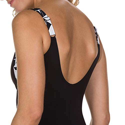 Speedo Lunalustre De 1 Pieza Bañador, Mujer, Origami Zen Black/White, 36 (ES 42)