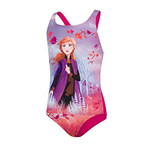 Speedo Medalist con Inserto Digital Disney Frozen 2"Anna Bañador, Niñas, Magenta/Hard Candy/Diva, 9-10