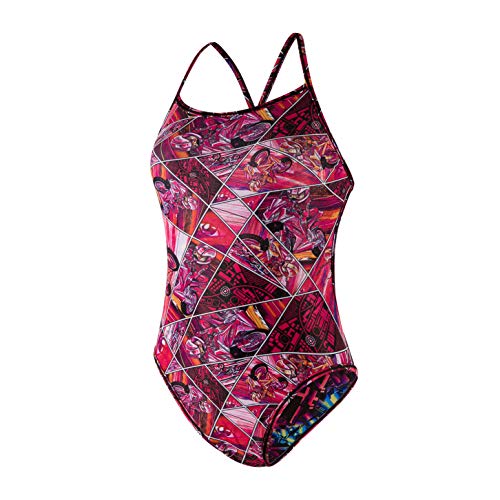 Speedo Reniki Flip Reverse De Una Pieza Bañador, Mujer, Ramenlki Psycho Red/Black, 28 (UK 6)