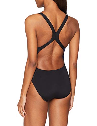 Speedo Swirlywave Placement Powerback, Bañador para Mujer, Multicolor (Swirlywave/negro/rojo psicodélico/brig zes), 38