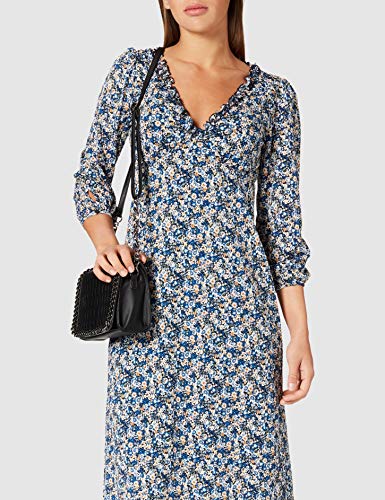 Springfield Vestido Midi Flores, Azul Claro, L para Mujer