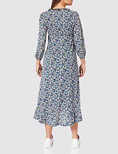 Springfield Vestido Midi Flores, Azul Claro, L para Mujer