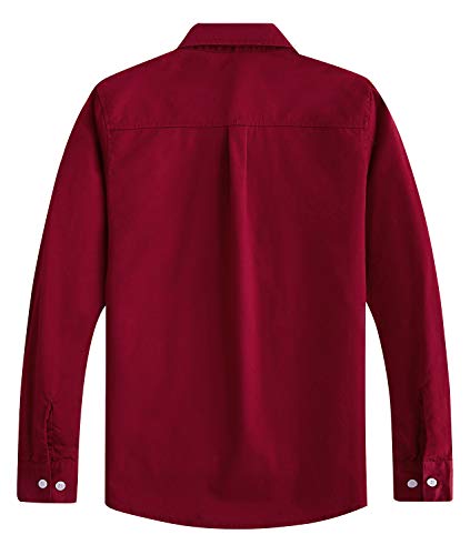 Spring&Gege Chicos Uniforme Escolar Manga Larga Abotonar Camisa para Niño Rojo Vino 11-12 Años