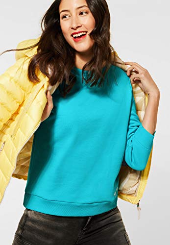 Street One Sudadera para mujer Cosy en un color liso, cuello redondo Shining Aqua 42