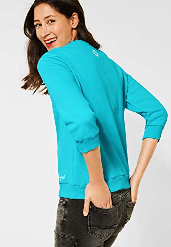 Street One Sudadera para mujer Cosy en un color liso, cuello redondo Shining Aqua 42