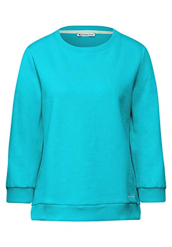 Street One Sudadera para mujer Cosy en un color liso, cuello redondo Shining Aqua 42