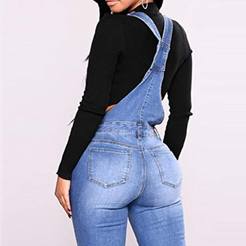 STRIR Mujer Chicas Peto Vaquero Mono Pantalones Anchos Pantalones Harem Largo Casual Elegante Fiesta Boyfriend Jeans (M, Azul)