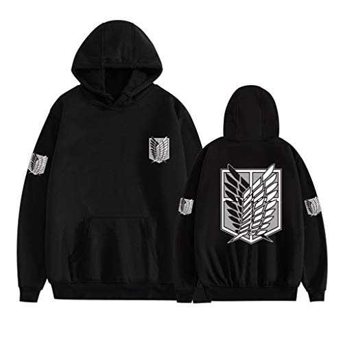 Sudadera Attack On Titan Attack On Titan Ropa Anime Attack on Titan Hoodie Shingeki No Kyojin Ropa Levi Ackerman Ropa Estampada Sudadera Anime Cosplay Sudadera para Hombre Mujere (A-Black,XL)