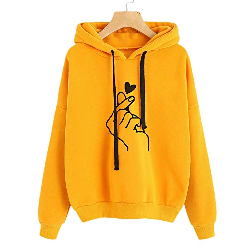 Sudadera para Mujer,riou Sudadera con Capucha Adolescentes Chica Estampado Amor Manga Larga Tops Suéter Abrigo Jersey Mujer Otoño-Invierno Camiseta Hoodie Pullover