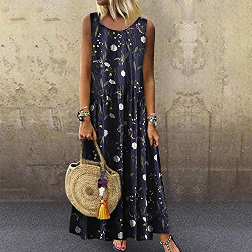 Sueltas Vestidos Verano Mujer Largos Casual 2019 Estampado Etnico Sin Mangas Talla Grande │Bohemia Vestido Playa Baratos Boda de Fossen │Vintage Clásico Dress para Coctel Noche