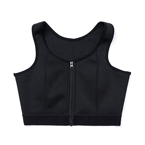 Sujetador Deportivo para Mujer de Entrenamiento, Fitness, Yoga y Gimnasio, Trekking (Black with Zipper, XXXL)