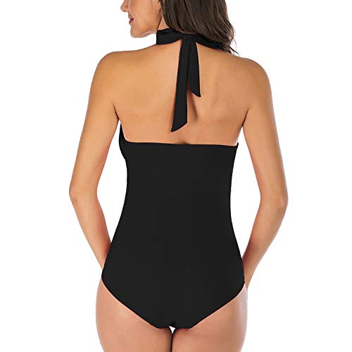 Summer Mae Traje de Baño sin Espalda Halter Bañador Sexy para Mujer Multiple Formas Negro S