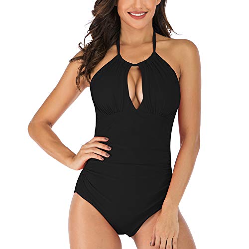 Summer Mae Traje de Baño sin Espalda Halter Bañador Sexy para Mujer Multiple Formas Negro S