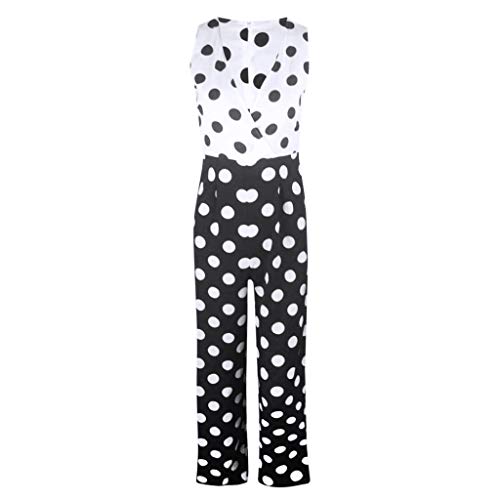 SUNNSEAN Monos Mono Largo Mujer Traje de Vestir Lunares sin Mangas con Cuello en V Elástico para Mujer Pantalones Anchos Vestidos de Fiestas Jumpsuits Mujer Petos Mujer (L, Negro)