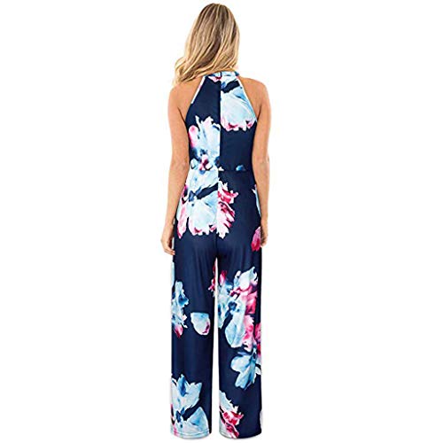 SUNNSEAN Monos Monos de Vestir Mujer Verano Fiesta Elegante Tirantes Mono Largo Impresión Floral Mameluco de Playa Jumpsuit Pantalones Anchos Coctel Playa Boho Monos de Petos