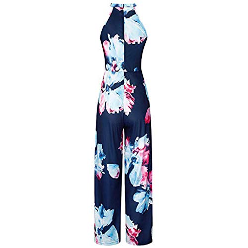 SUNNSEAN Monos Monos de Vestir Mujer Verano Fiesta Elegante Tirantes Mono Largo Impresión Floral Mameluco de Playa Jumpsuit Pantalones Anchos Coctel Playa Boho Monos de Petos