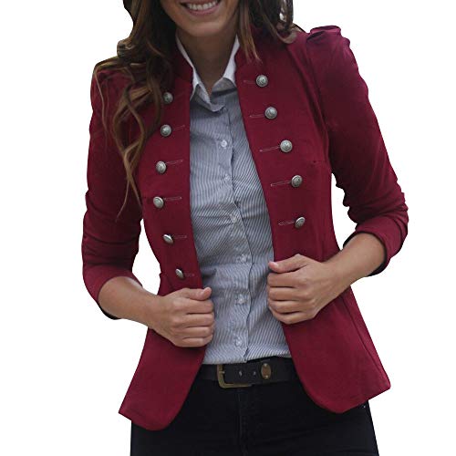 SUNNSEAN Mujeres Blazer Chaqueta Mujer Manga Larga Chaqueta Casual Ocasional Ajustada Chaqueta de Manga Larga con cinturón y Chaqueta de Traje de Solapa