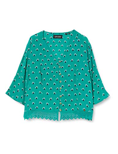 Superdry Sunny Lace Top Blusa, Verde (Green Ditsy 59l), L (Talla del Fabricante:14) para Mujer