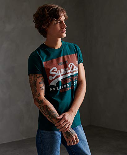 Superdry VL O tee Camisa, Verde (Pine Green Gci), XL para Hombre