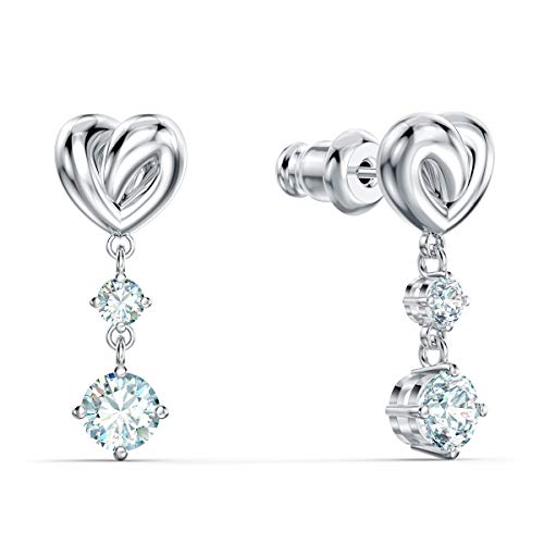 Swarovski Pendientes Lifelong Heart, blanco, baño de rodio