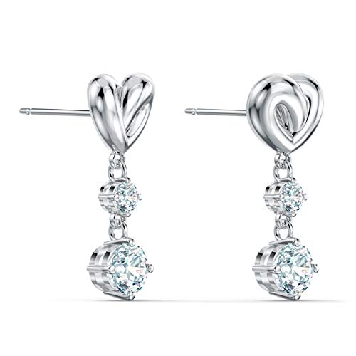 Swarovski Pendientes Lifelong Heart, blanco, baño de rodio