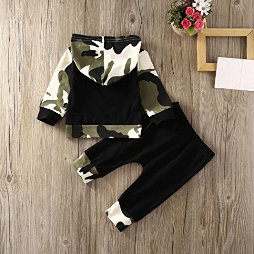 Switchali Ropa Bebe niño otoño Invierno 2017 Infantil Recien Nacido Bebé Niño Tapas encapuchadas Manga Larga Camisetas Camuflaje Blusas + Pantalones Largos Conjuntos de Ropa (70 (0~3meses), Negro)