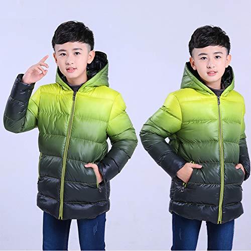 SXSHUN Niños Chaqueta Impermeable de Invierno Abrigo Acolchado de Algodón con Capucha para Chicos, Amarillo, 15-16 años (Etiqueta: 170cm)