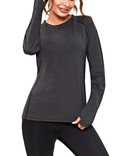 Sykooria Camiseta Deportiva Mujer de Manga Larga Sin Costuras Sudaderas Fitness Transpirable Suave Ropa Deportiva para Mujer Invierno