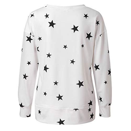 Sylar Camisetas de Manga Larga para Mujer Camisas Mujer Cuello Redondo Estampado de Estrellas Casual Blusa Tops Suelto para Primavera Blusas y Camisas de Mujer Elegantes T-Shirt S