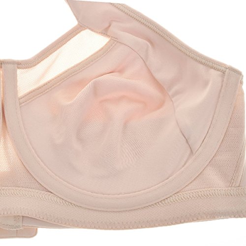 SYROKAN - Sujetador Deportivo con Aros Espalda Deportiva Sin Relleno para Mujer Beige 110C